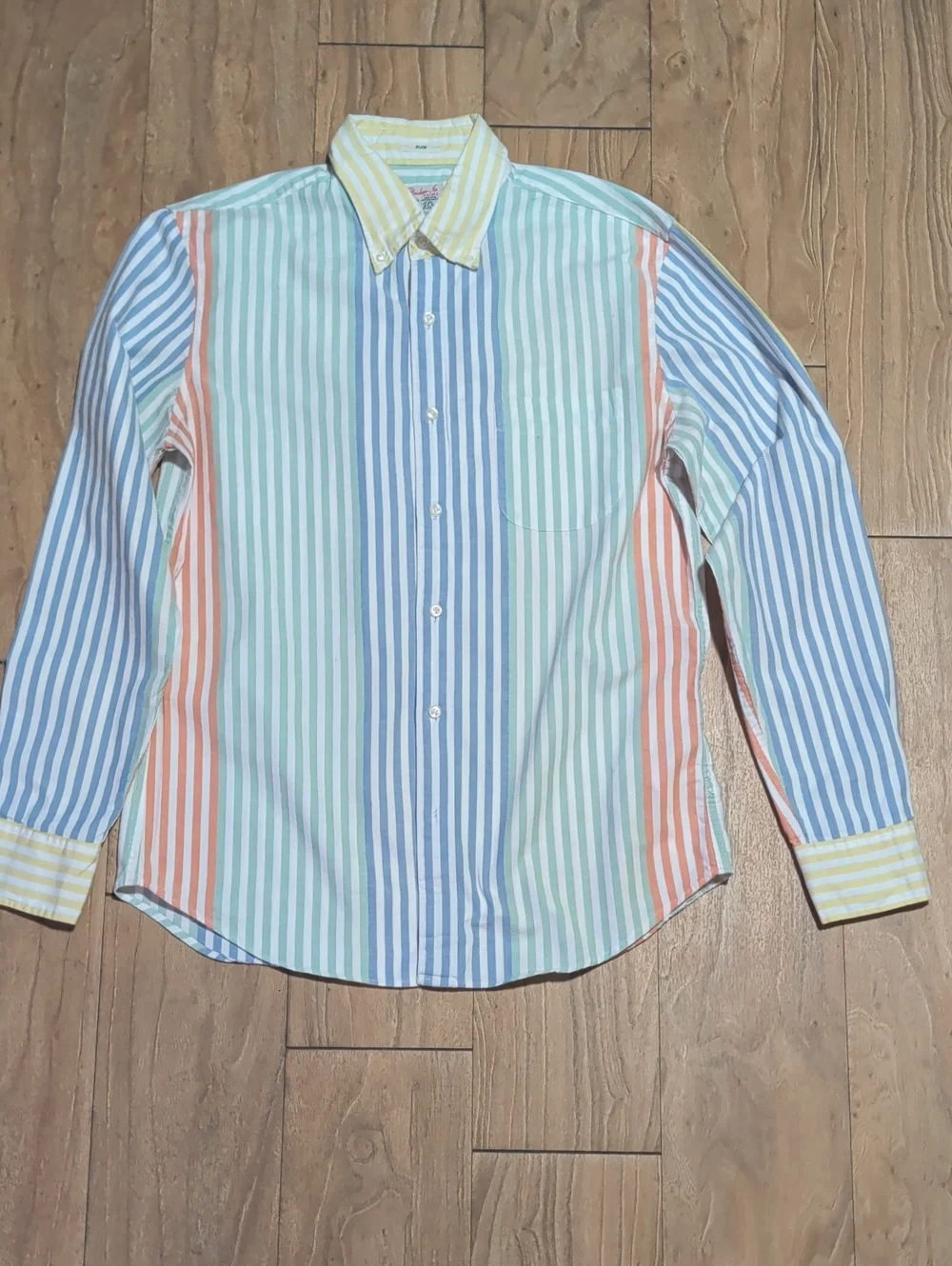 J. Crew Pastel Multi-Stripe Button-Down Shirt with Yellow Accents